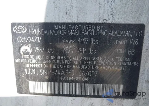 2018 Hyundai Sonata Se из США, поврежденный, VIN 5NPE24AF6JH667007